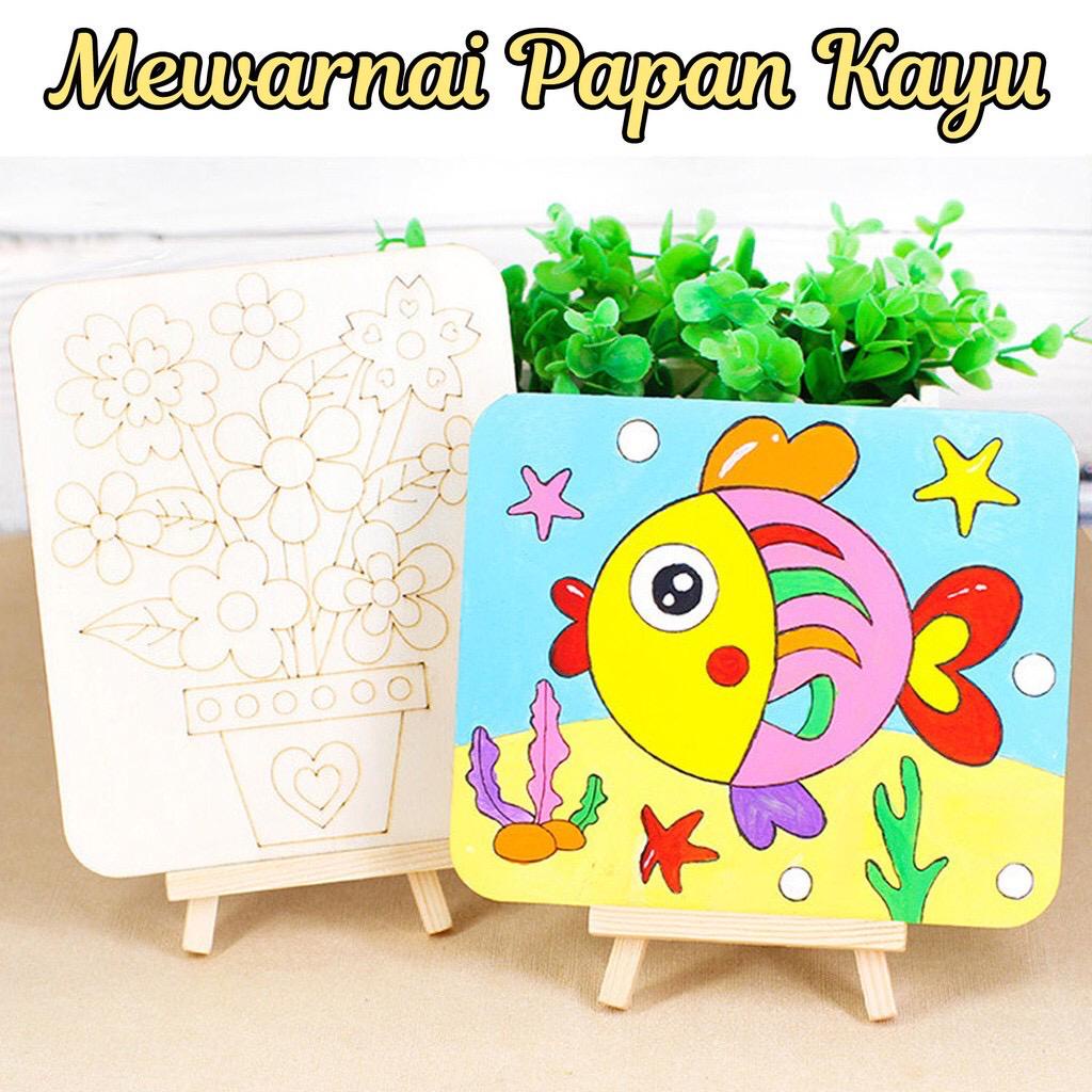 Prakarya Anak Mewarnai DIY Papan Kayu Cat /  Art &amp; Craf