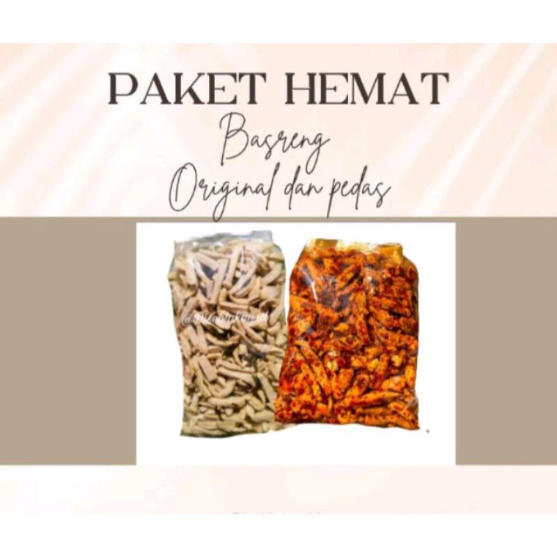 

paket hemat ekonomis (basreng pedas 500gram basreng original 500gram)