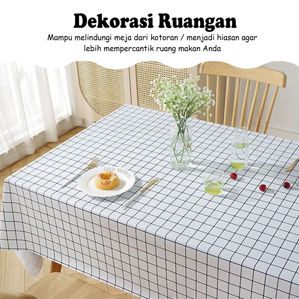 Taplak Meja Makan PEVA Tebal Persegi Panjang Ukuran 152x228cm Kualitas Premium High Quality Perlengkapan Rumah Tangga Import - D12-3C - Comforthomes