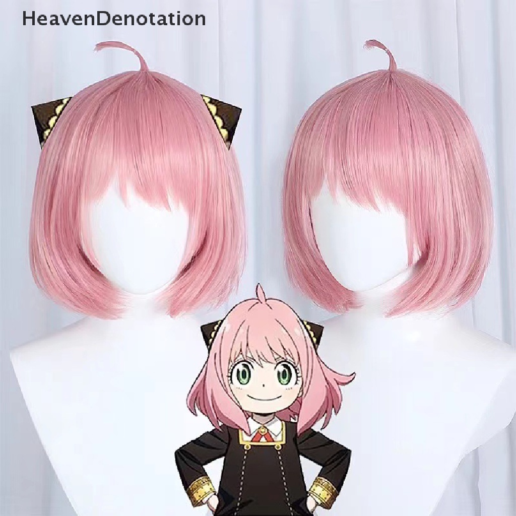 [HeavenDenotation] Anime Spy X Family Anya Forger Gadis Pink Cosplay Wig Aksesoris Rambut HDV