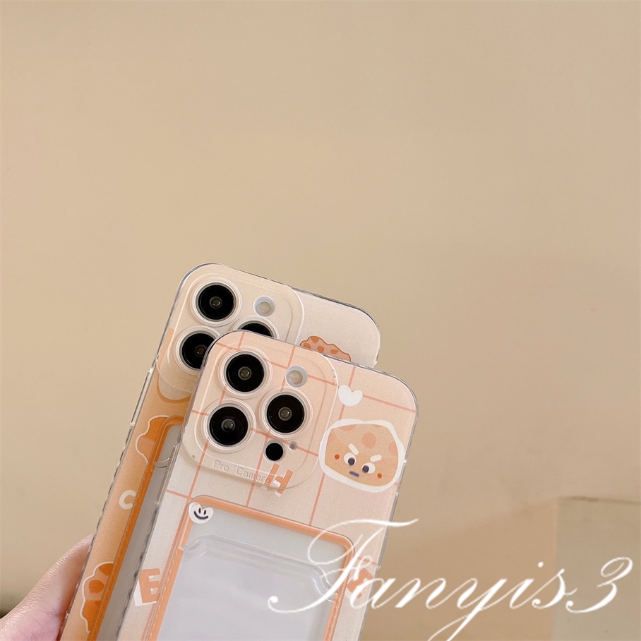 Compatible For IPhone 14 13 12 11 Pro Max X XR Xs Max 8 7 Plus SE 2020 Kompatibel Untuk Cheese Card Holder Phone Case Clear TPU Soft Cover Pelindung