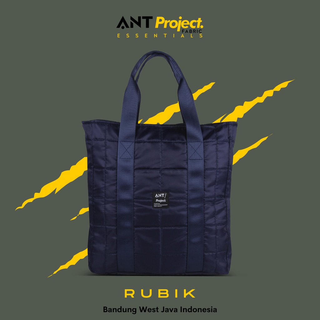 ANT PROJECT - Tas Tote Bag RUBIK Navy Slot Laptop - Tas Jing Jing Unisex