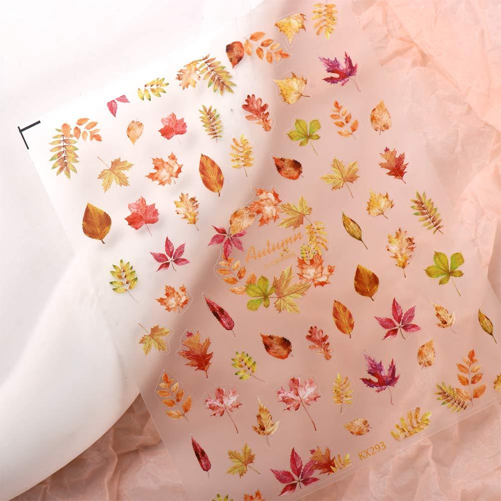 Mxbeauty Bunga Stiker Kuku Wanita Fashion Daun Maple Manikur Aksesoris Huruf Inggris Nail Art Dekorasi