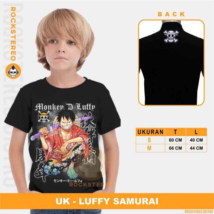 KAOS ANAK - ANIME ONE PIECE / ZORO / GEAR 5 - LUFFY SAMURAI WANO - S