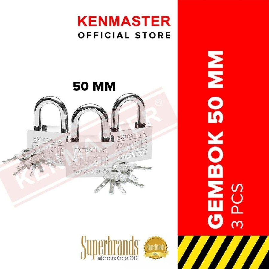 Kunci Gembok Master Key 50mm Kenmaster isi 5 Buah