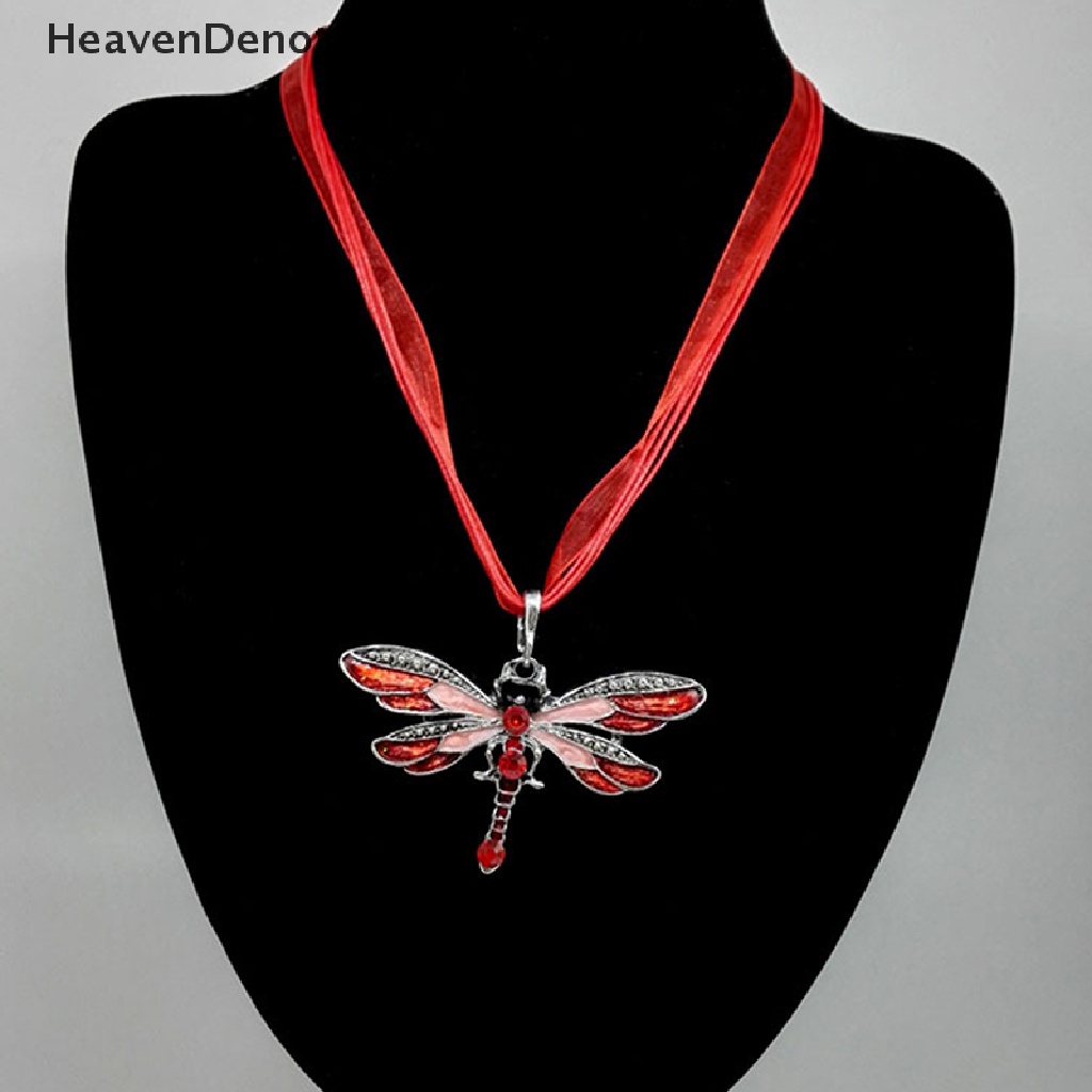 [HeavenDenotation] Wanita Hias Kristal Capung Pita Kasual Liontin Kalung Sweater Rantai HDV