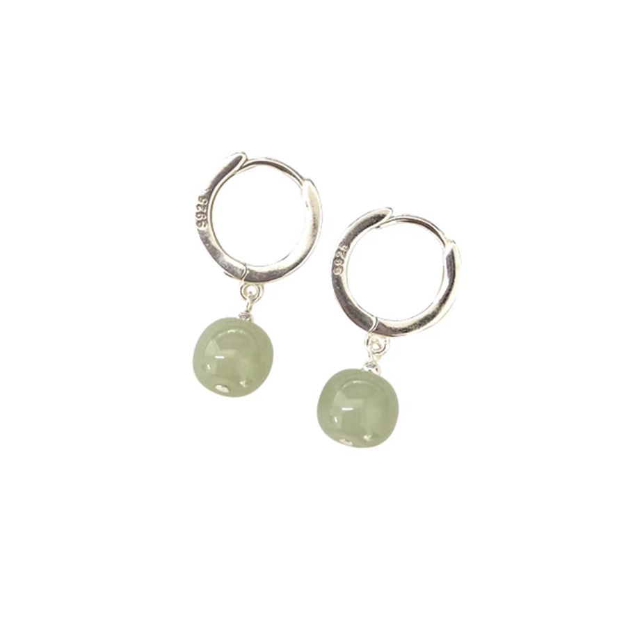 Klip Telinga Sederhana Imitasi Hetian Jade Earrings Stud Earrings Wanita Giok Eardrops Ear Rings Hadiah