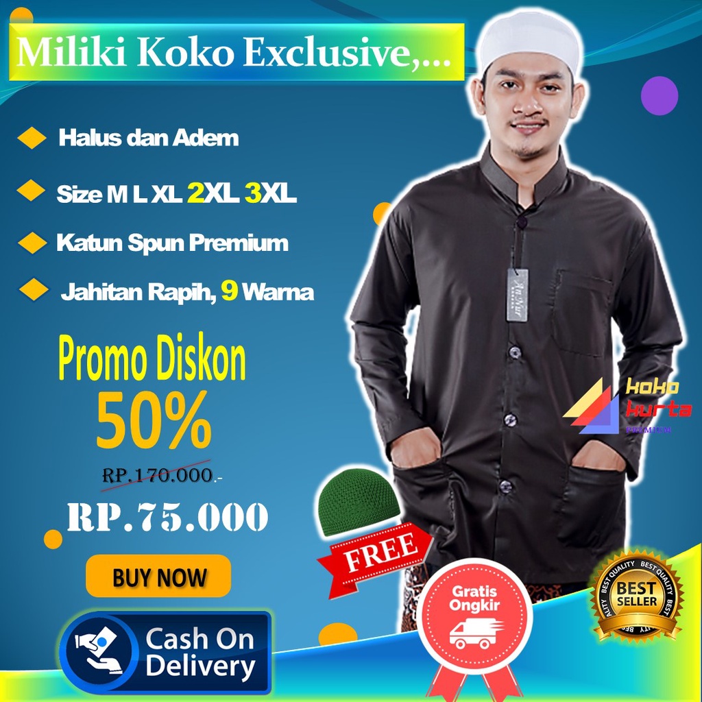 Pakaian Baju Atasan Hem Koko Kokoh Model Haibah Ammu Anmu Muslim Pria Peria Remaja Kurta Kemko Habib