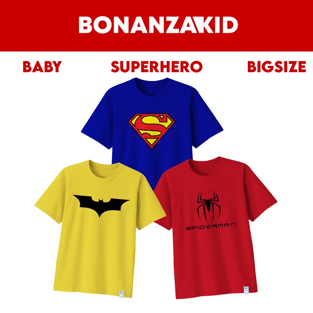 Baju kaos Superhero Unisex Untuk Anak Sampai Dewasa Bahan Katun Combed 30s