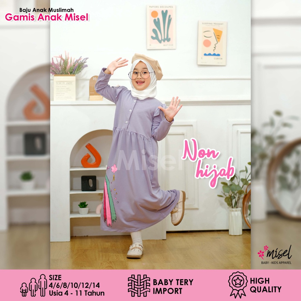 GAMIS ANAK PEREMPUAN MEREK MISEL 3-10 TAHUN BAHAN BABYTERRY IMPORT