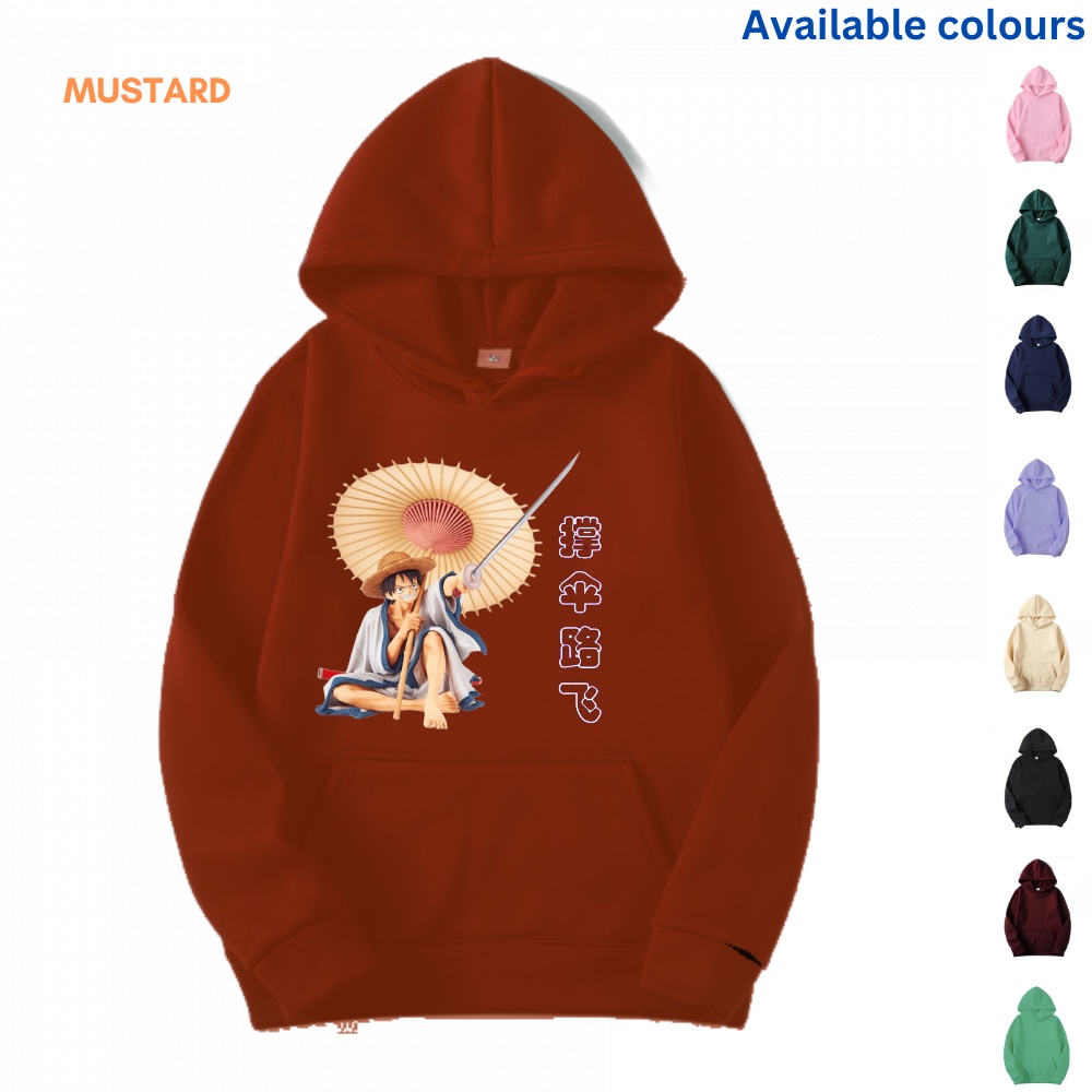Hoodie Original Anak Laki Laki & Perempuan Terbaru Anime Toll Monkey D Luffy Umbrella Bahan Fleece H