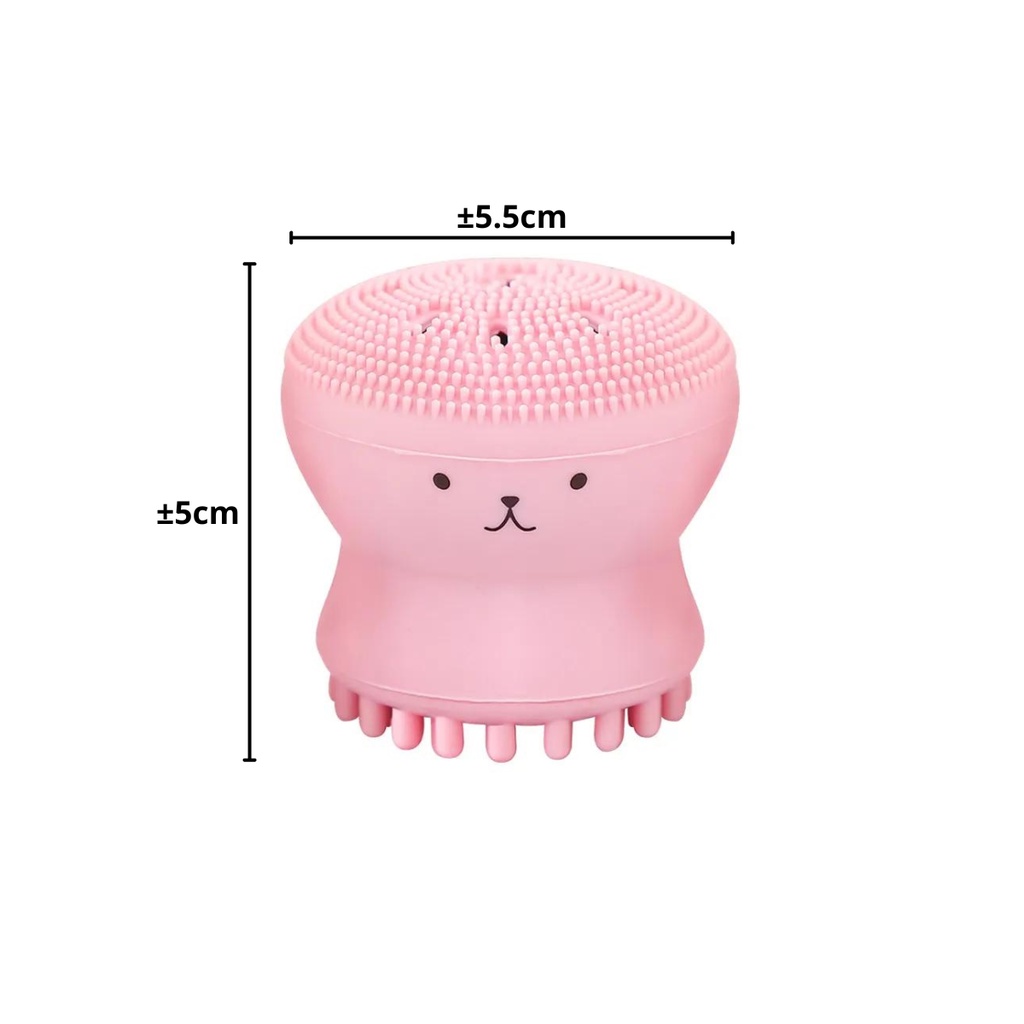 Spons Sikat Pembersih Pori Wajah Silikon Bentuk Gurita Alat Pijat Cuci Muka Octopus Facial Cleansing Brush Sponge Perawatan Wajah