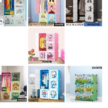 ✾ Lemari Pakaian Plastik 6 Pintu Motif Anak Lucu Lemari Potable Rak Serbaguna Susun Plastik Lemari M