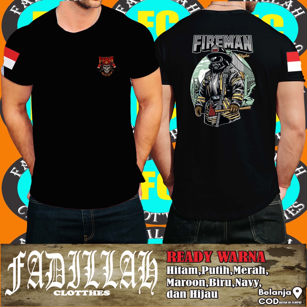 Kaos Pemadam Kebakaran Fire Fighter FIREMAN Baju Distro