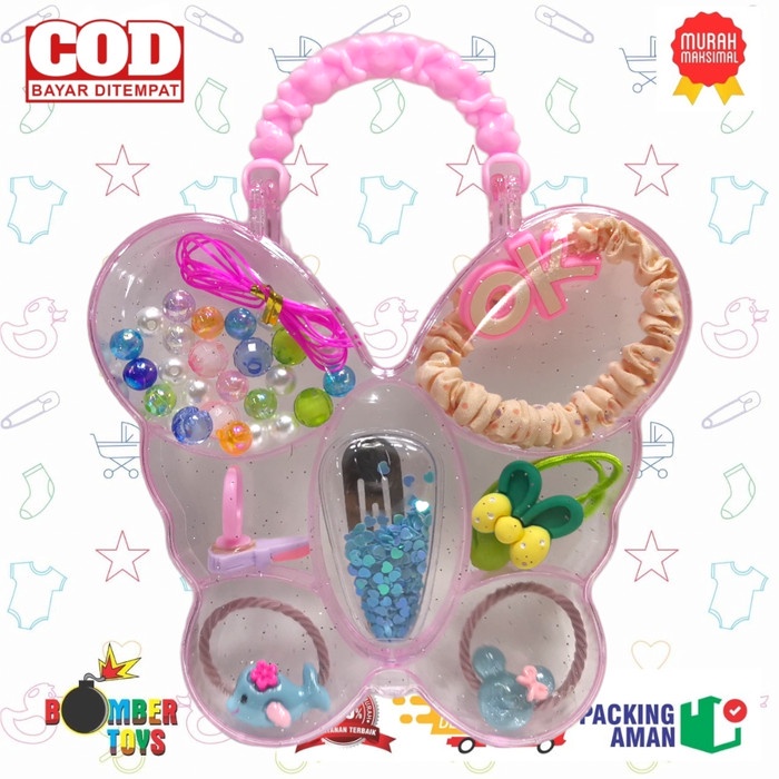 MAINAN ANAK PEREMPUAN AKSESORIS RAMBUT BAG KADO TAS SALON MUTE MAKEUP BEADS JEWERLY TAS DIAMOND