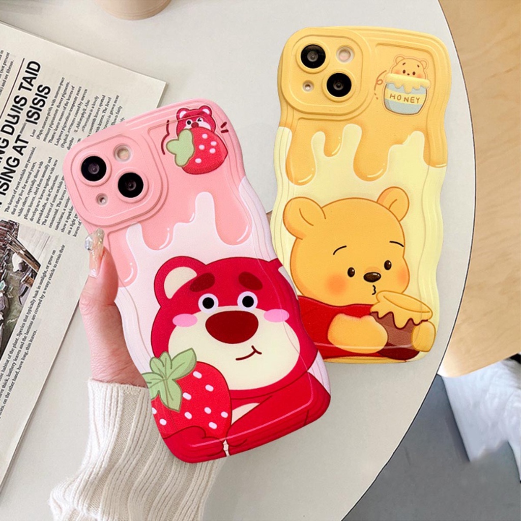 CASE FOR OPPO A3S A5S C1 A16 A15 A5 A9 2020 A53 A54 A33 A55 A16 A17 A7 A12 A11K A92 A52 A96 A76 9i A57 A77S  A1K WAVY CURLY POOH LOTSO