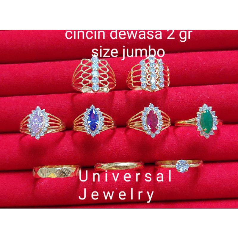Cincin Dewasa Emas Muda dua gram Ukuran Besar