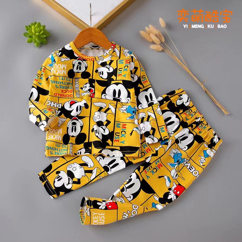 FORSLEEP PP2330 Piyama 1-9T KUBAO Atasan Lengan Panjang Celana Panjang Baju Tidur Anak Laki Perempua