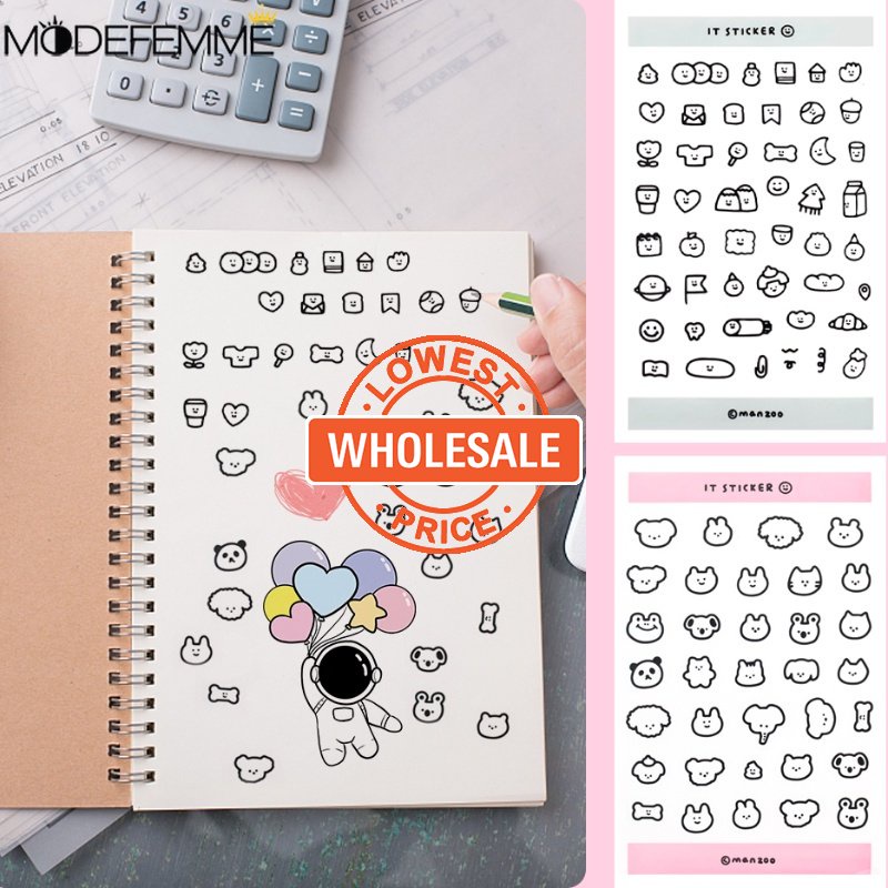 [Harga Grosir] Notebook Stiker Hias Lukisan Ekspresi Hewan Graffiti DIY Transparan Handbook Stiker Kartun Hewan Stiker Alat Tulis Aksesoris Dekoratif