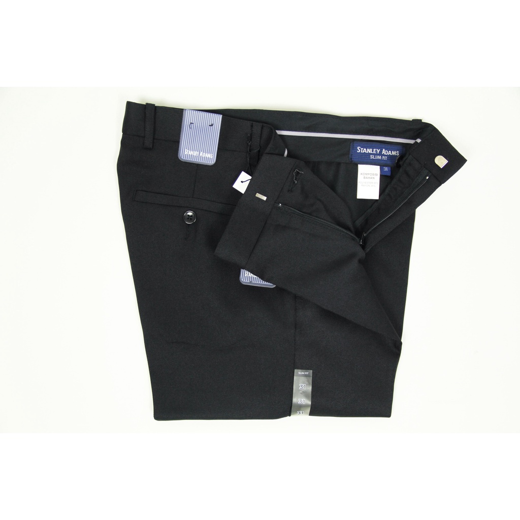 Celana Pria Formal STANLEY ADAMS Hitam Slim Fit | Black Code (C1) | Celana Jass | Celana Original 100%