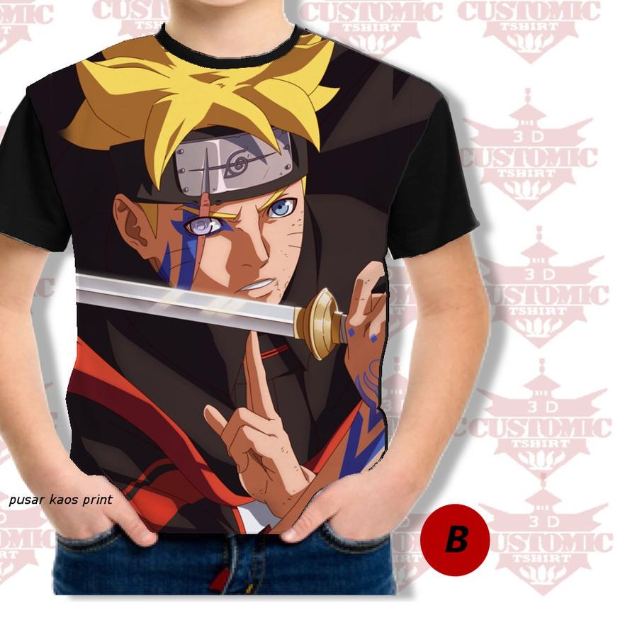 ☊ kaos anak 3d fullprint anime berkualitas naruto - boruto sword ●