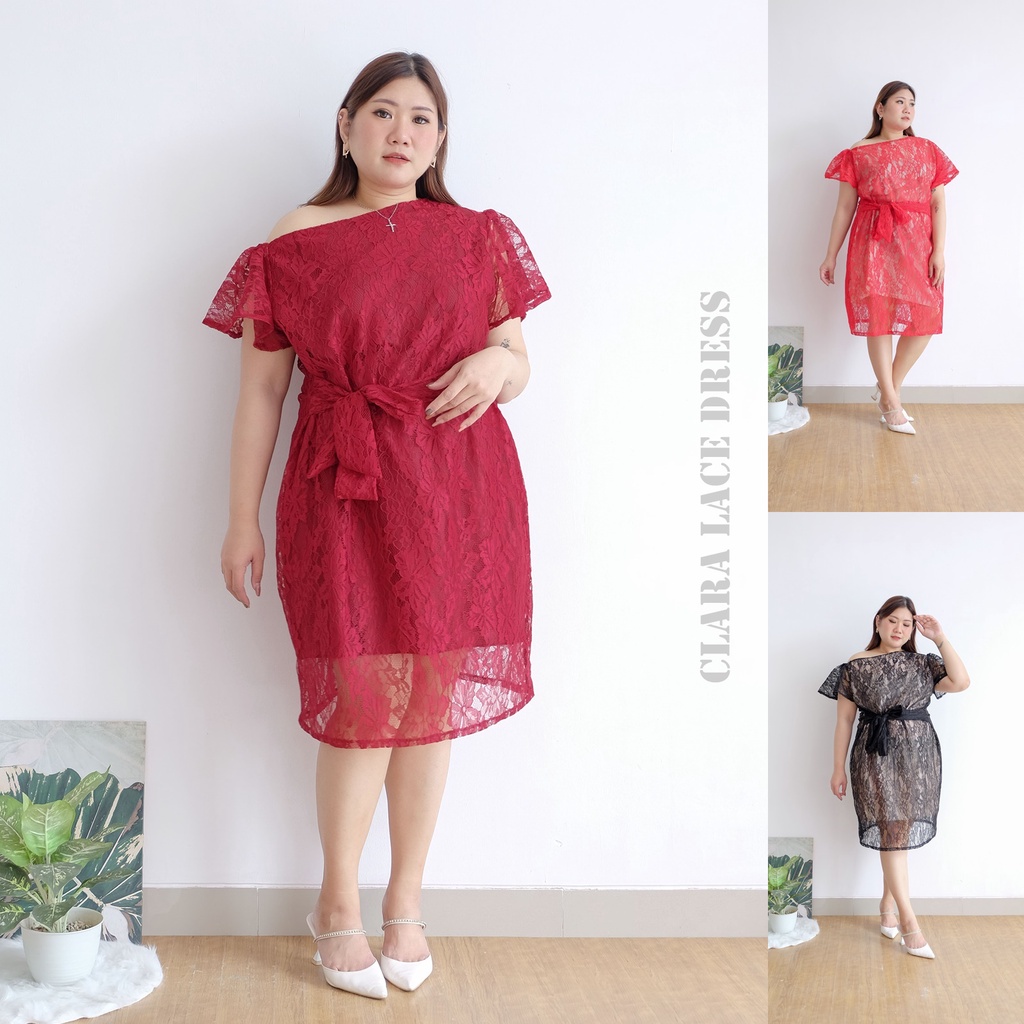 HN Clara Dress Brokat Jumbo | Dress Pesta Big Size | Plus Size Party Dress