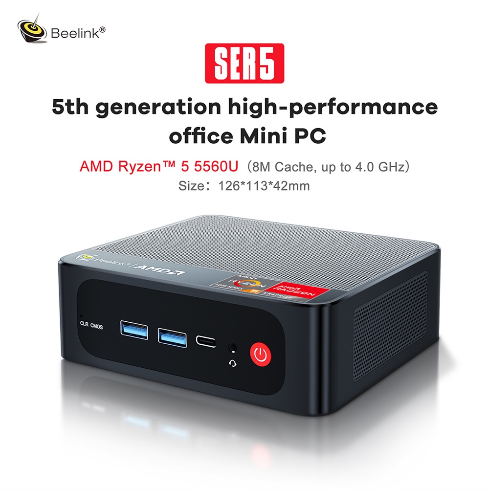 BEELINK SER5 - AMD RYZEN 5 5560U MINI PC 16GB DDR4 500GB M.2 NVMe - MINI PC TERBARU DARI BEELINK