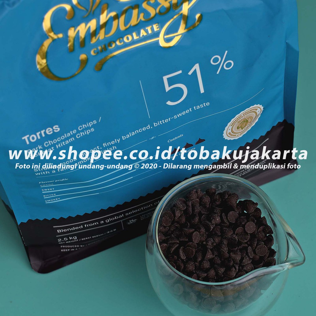 

✨NEW✨ -Embassy Chocolate - TORRES 51% Cokelat Chip 2,5kg Couverture Tulip- 1.1.23