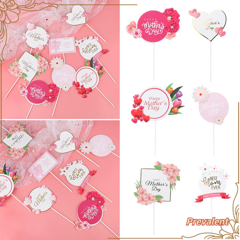 Preva Happy Mother's Day Hadiah Sweet Flower Pink Heart Cake Decor