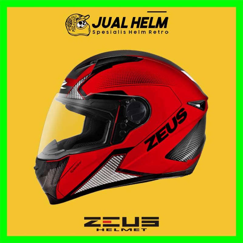 Helm Zeus ZS811 Black Doff AL6 Dark Red | Zeus ZS 811 Single Visor