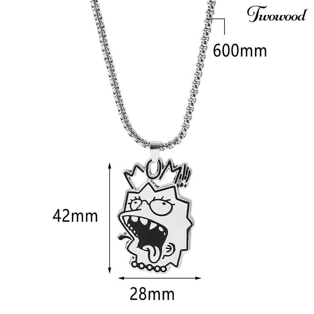 Twowood Pendant Necklace Adjustable Ringan Mudah Dipakai Alergi Gratis Lucu Hias Titanium Steel Hip Hop Kalung Dengan Liontin Kartun Hadiah Untuk Remaja