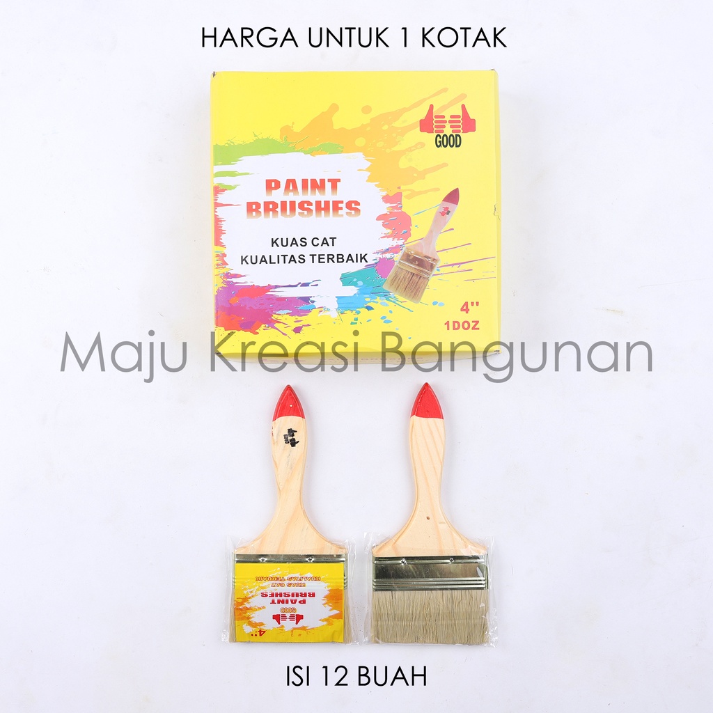 Kuas Cat Merk Good 4&quot; Inch Kayu Paint Brush Tembok Dinding Inci In 4Inch 4Inci 4In Isi 12 Buah