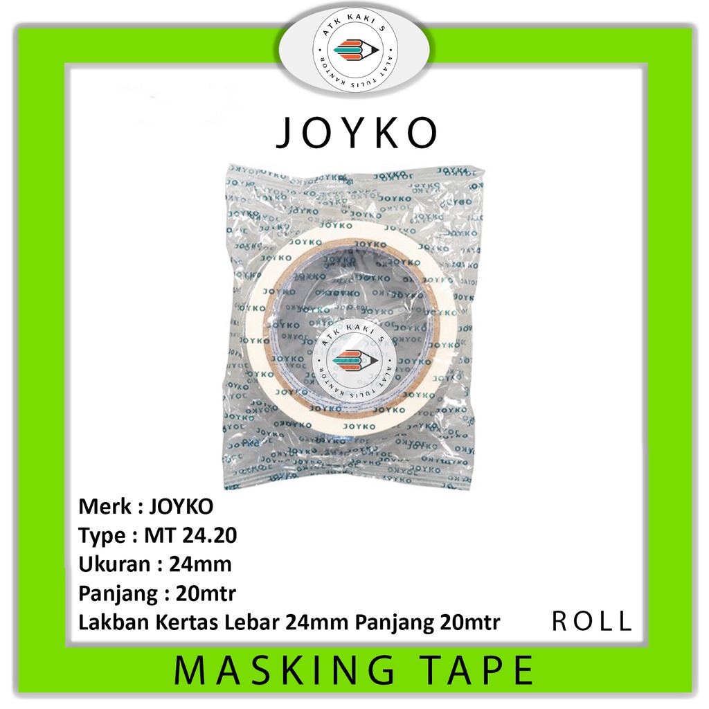 

JOYKO - Masking Tape Ukuran 20meter Lakban Kertas - Roll