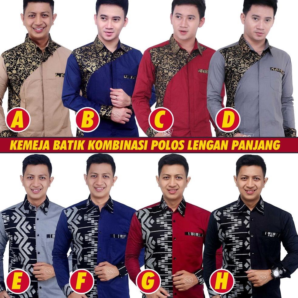Termurah Baju Batik Pria Kombinasi Polos