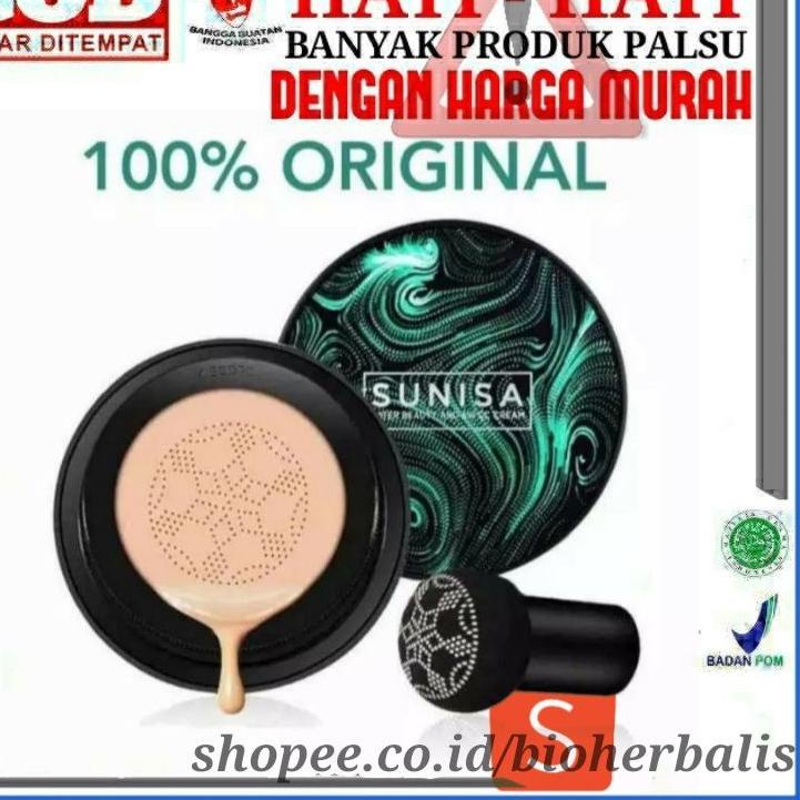 ✦ [ORI] SUNISA MUSHROOM HEAD AIR CUSHION CC/BB Cream ORIGINAL 100% + Kuas Kabuki ✸
