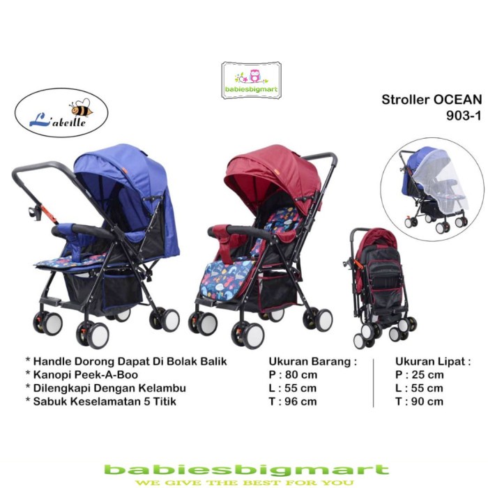 Stroller Labeille 9031 Bayi Ocean Stir Bolak Balik Extra Pad Ukuran XL