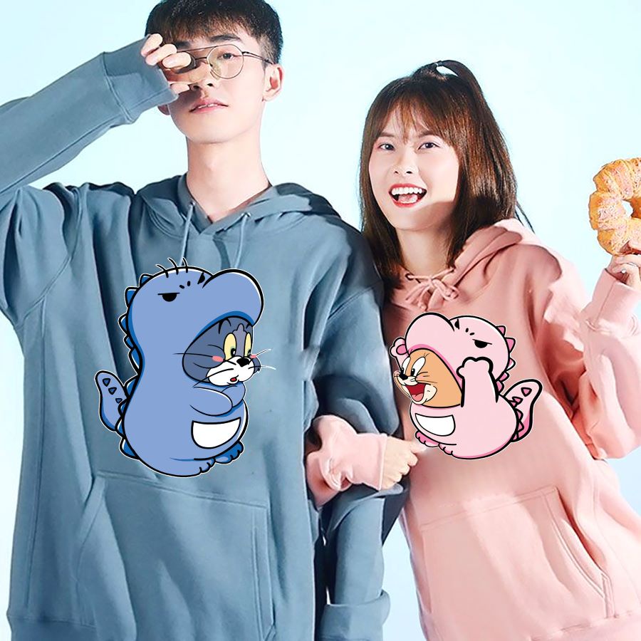 Couple Hoodie ( Tebal ) Tom &amp; Jerry Dino Cute Oversize Korea Style | Dhea Fashion