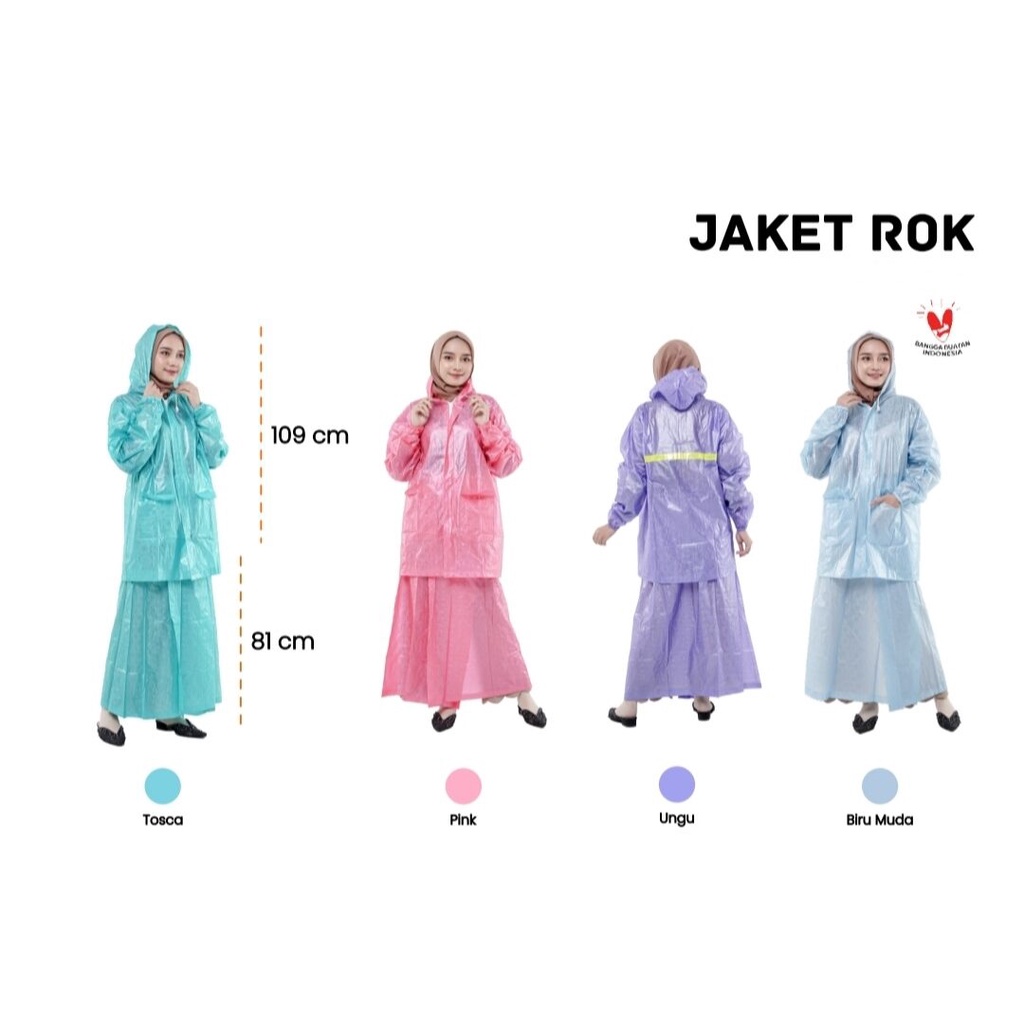 Jas Hujan Wanita Model JAKET ROK Ungu Setelan Rok Naida Jaket Rok