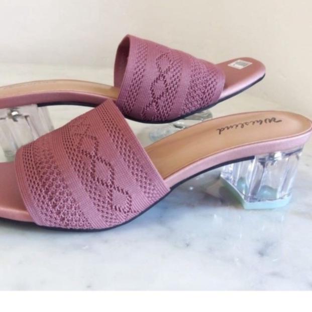 ✨SHOPEE MALL✨ Sandal Heels Wanita Rajut Hak Kaca Terbaru 2023 Sendal Hils Kondangan Perempuan Dewasa