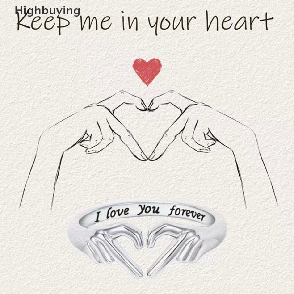 Hbid Desainer Double Hand Heart Couple Rings Untuk Wanita Cinta Peluk Tangan Cincin Kawin Valene Day Gift Adjustable Jewelry Glory