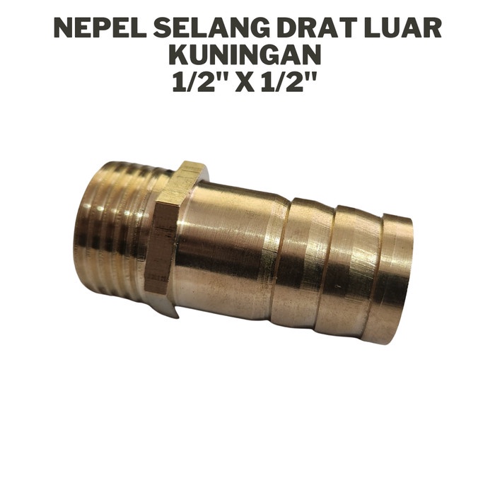 Nepel selang drat LUAR kuningan 1/2&quot; x 1/2&quot; / sok selang kuningan