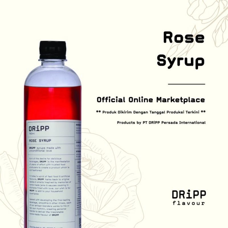Dripp Syrup Rose Repack 100ml - Sirup Dripp Rose 100 ml