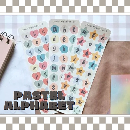 

Pastel Alphabet Stiker / stiker alphabet / stiker abjad / stiker abc pastel/ stiker alphabet pastel / stiker warna pastel