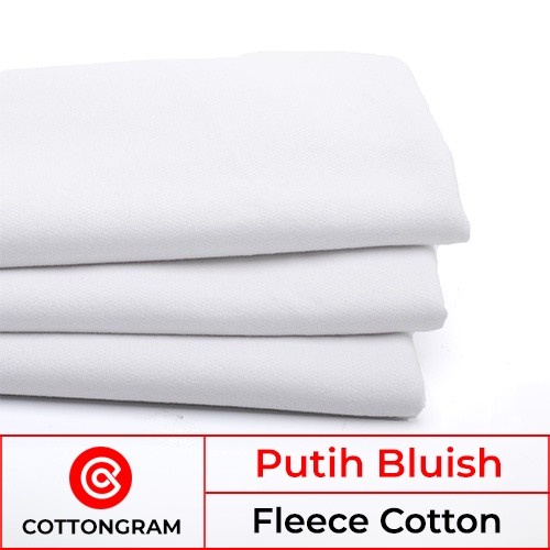 Kain Fleece Cotton Combed Kiloan Bahan Jaket dan Sweater Hoodie per Kg - Putih Bluish, Kain Saja