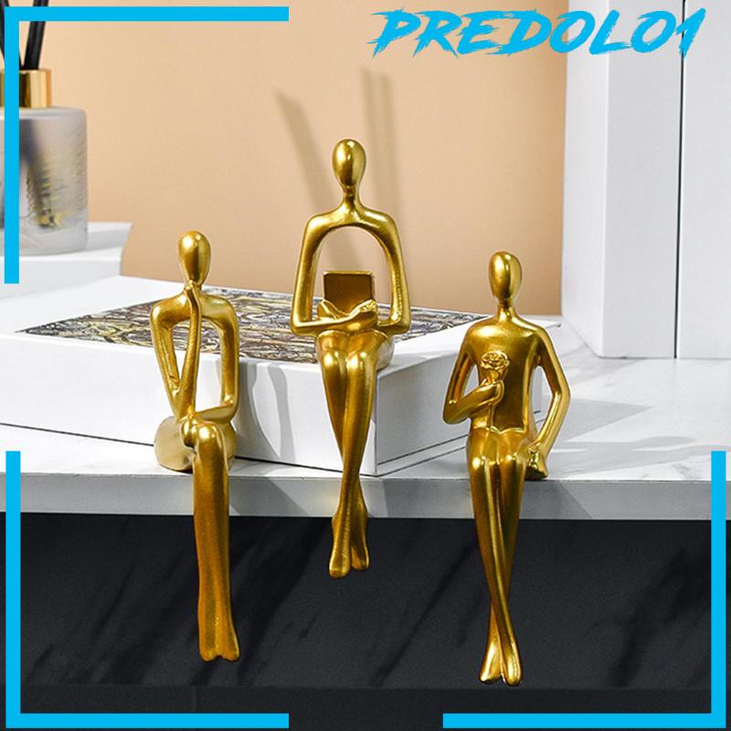 [Predolo1] 3pcs Patung Pemikir Duduk Patung Seni Abstrak Untuk Dekorasi Modern Kantor