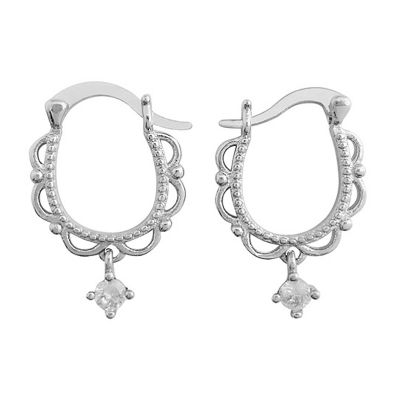 Anenjery Warna Silver Dainty Hollow Hoop Earrings Perhiasan Telinga Lucu Untuk Wanita Hadiah Pesta Earring