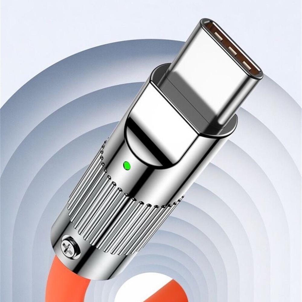 Silikon Cair Tahan Lama Kabel LED 120W 6A Super Fast Charge Type-C Quick Charge USB Bold USB Fleksibel Data Line Aksesoris