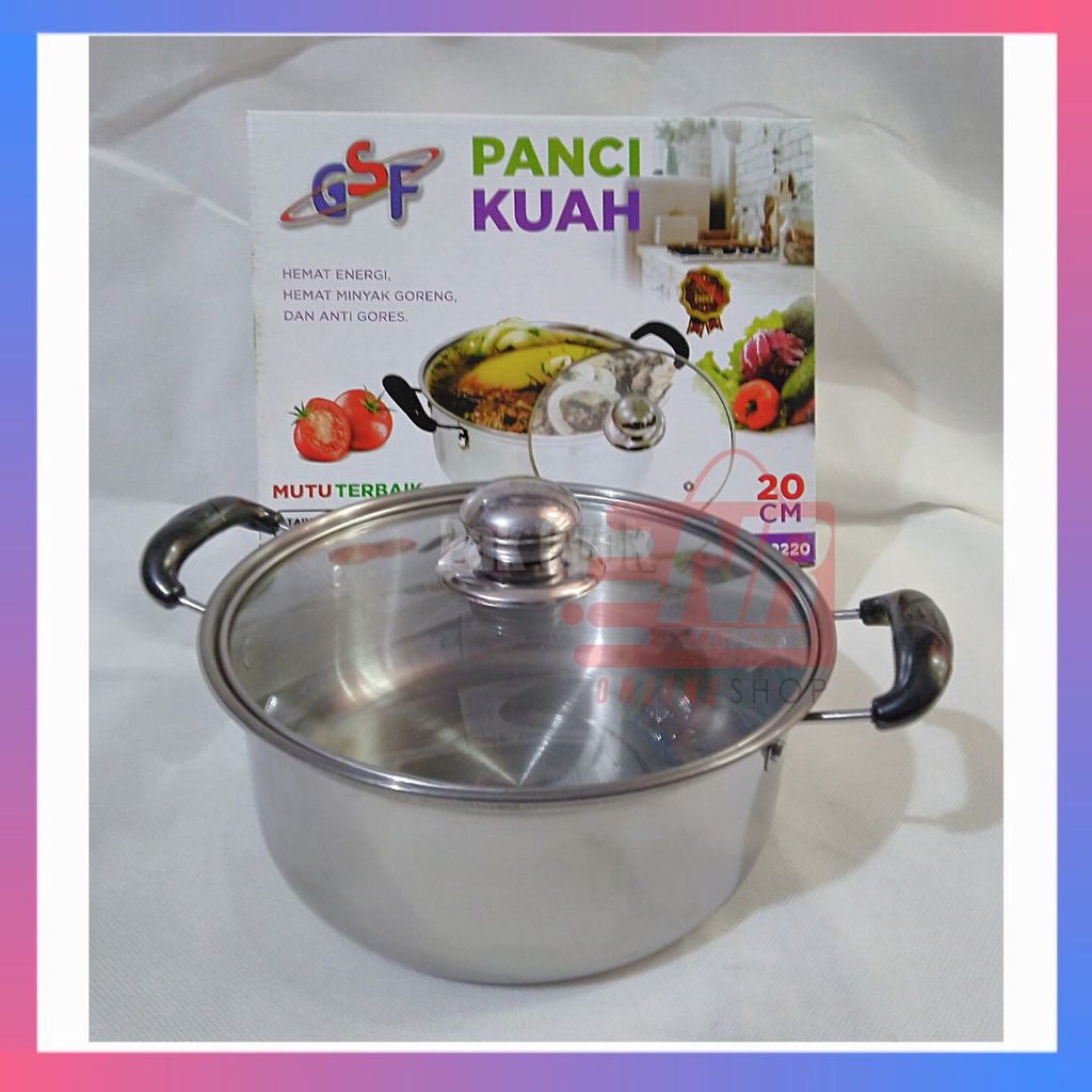 Panci Kuah GSF G-2220 Stainless Tutup Kaca / Panci Kukus / Panci Kuah / Panci Rebus / Panci Mie