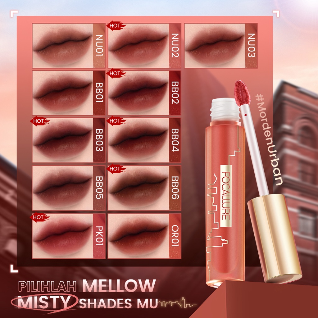 NIK - FOCALLURE Airy Velvet Liquid Lipstick  Velvet Matte Lipstick Airy Fit Moisturize High Pigmented #Modernurban FA324 BPOM ORIGINAL