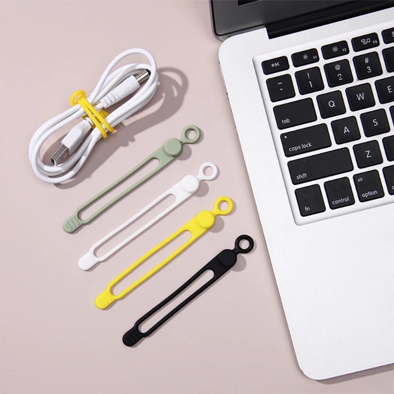 [Harga Grosir] [Unggulan] Organizer Kabel Data Silikon Dapat Digunakan Kembali Earphone USB Charging Line Management Winder Clip Desk Top Cable Wire Fastening Ties Cord